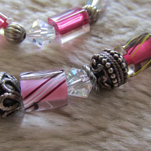 Vintage handcrafted sterling and glass necklace - Picture 3 of 8